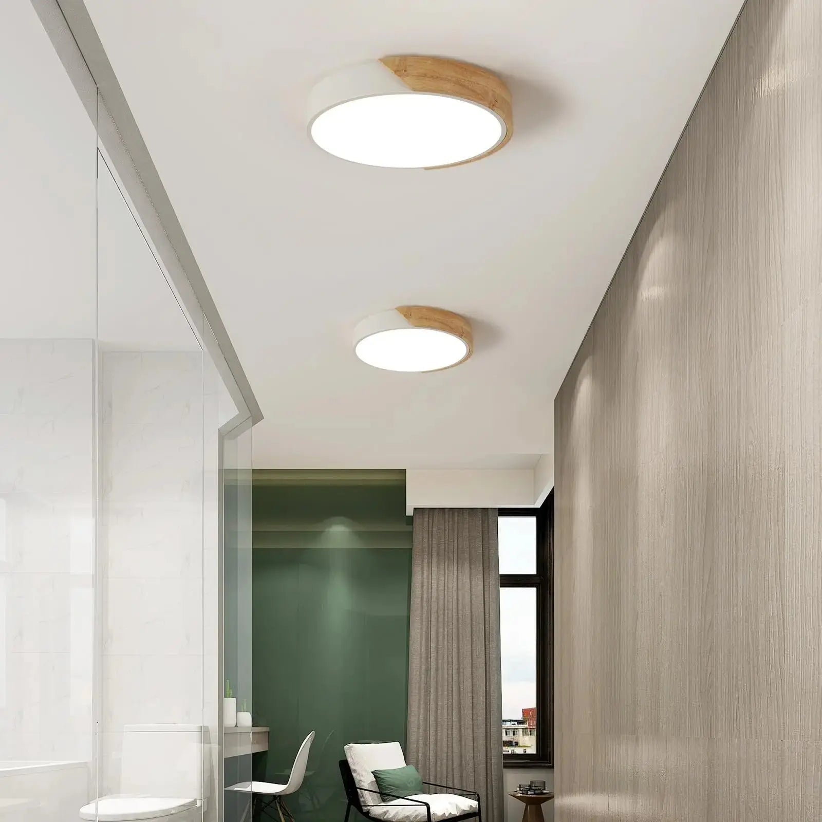 Aren – Modern LED Ceiling Lamp with Wooden Edge for Warm, Stylish Lighting Kozyled