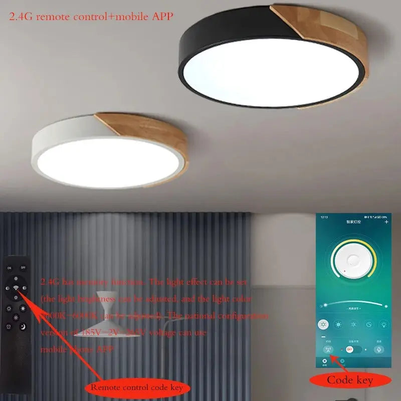 Aren – Modern LED Ceiling Lamp with Wooden Edge for Warm, Stylish Lighting Kozyled