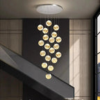 Axelle – Modern Dimmable LED Glass Ball Staircase Chandelier for Elegant Lighting Kozyled