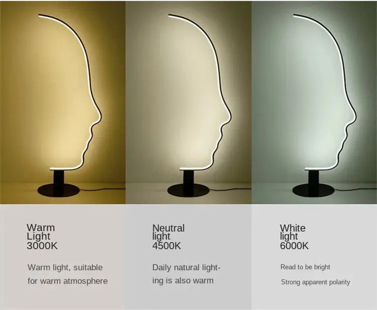 Madeline™ – Nordic Human Face Dimmable LED Floor Lamp for Artistic, Adjustable Lighting Kozyled