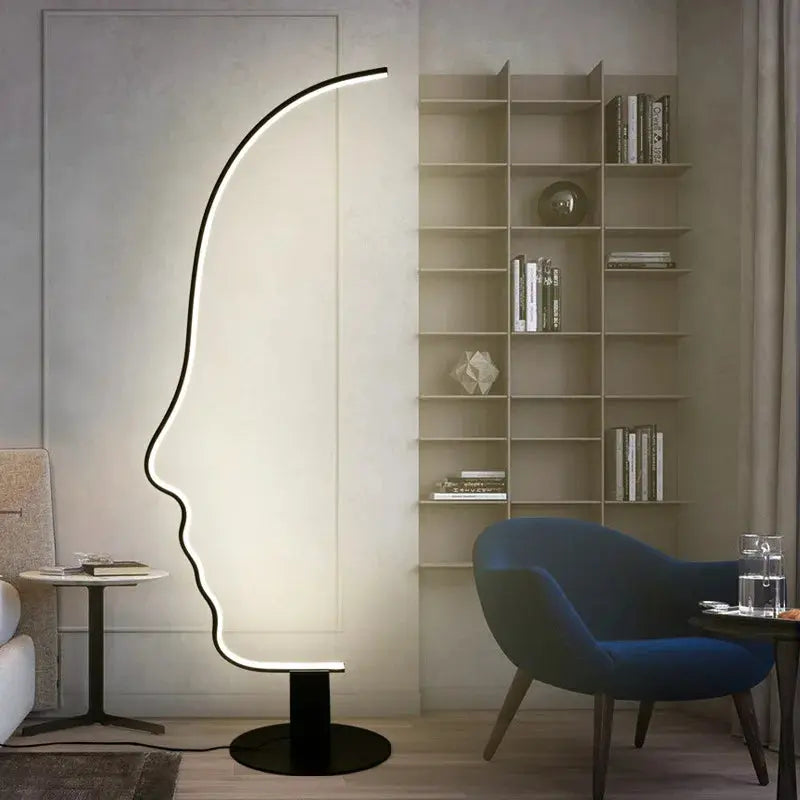 Madeline™ – Nordic Human Face Dimmable LED Floor Lamp for Artistic, Adjustable Lighting Kozyled
