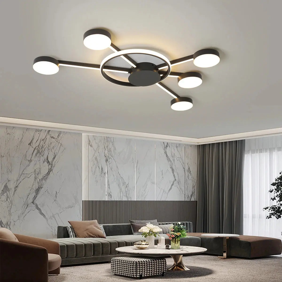 Kasper - Multi Head Chrome Plated Modern Dimmable LED Ceiling Lamp Lampasa.com