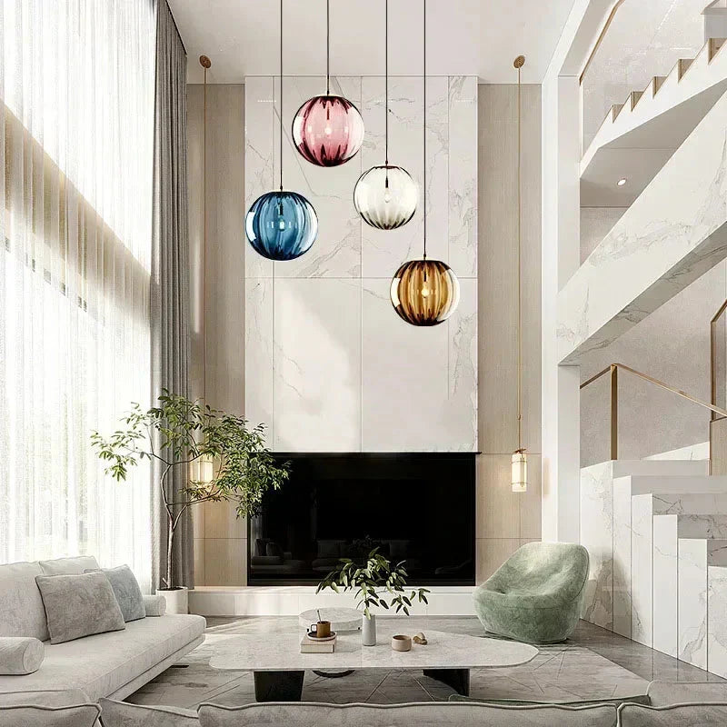 Modern Colorful LED Glass Ball Pendant Lamp – Roma Lampasa.com