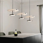 Noel – Luxury Black LED Pendant Light with Round Natural Stone Design Lampasa.com