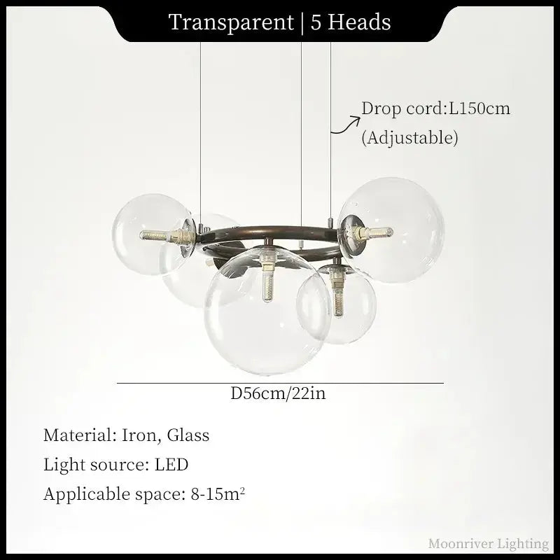 Leif – Modern Glass Ball LED Pendant Light for Dining Tables and Bars Kozyled.com