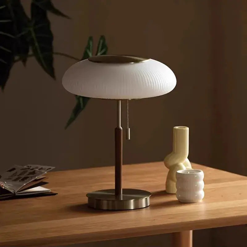 Esben – Vintage LED Table Lamp with White Glass Shade Lampasa.com