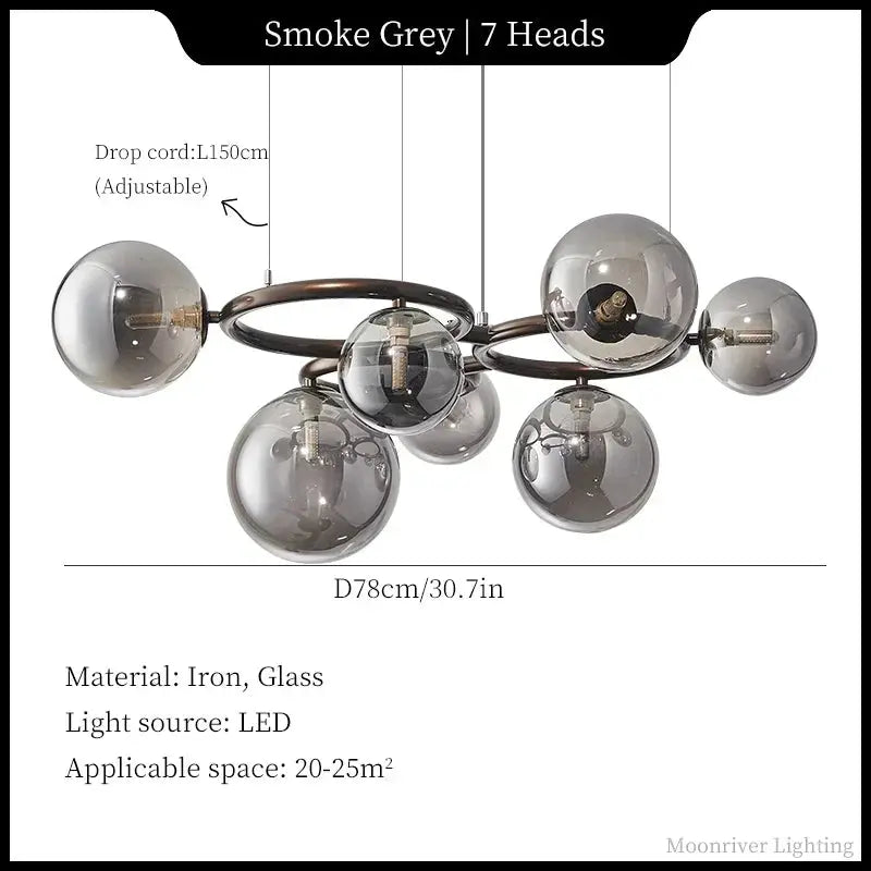 Leif – Modern Glass Ball LED Pendant Light for Dining Tables and Bars Kozyled.com