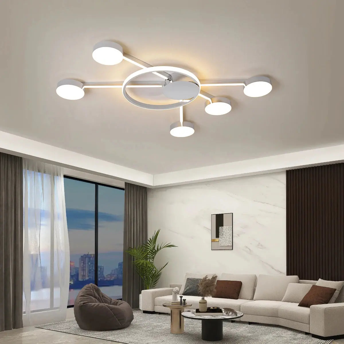 Kasper - Multi Head Chrome Plated Modern Dimmable LED Ceiling Lamp Lampasa.com