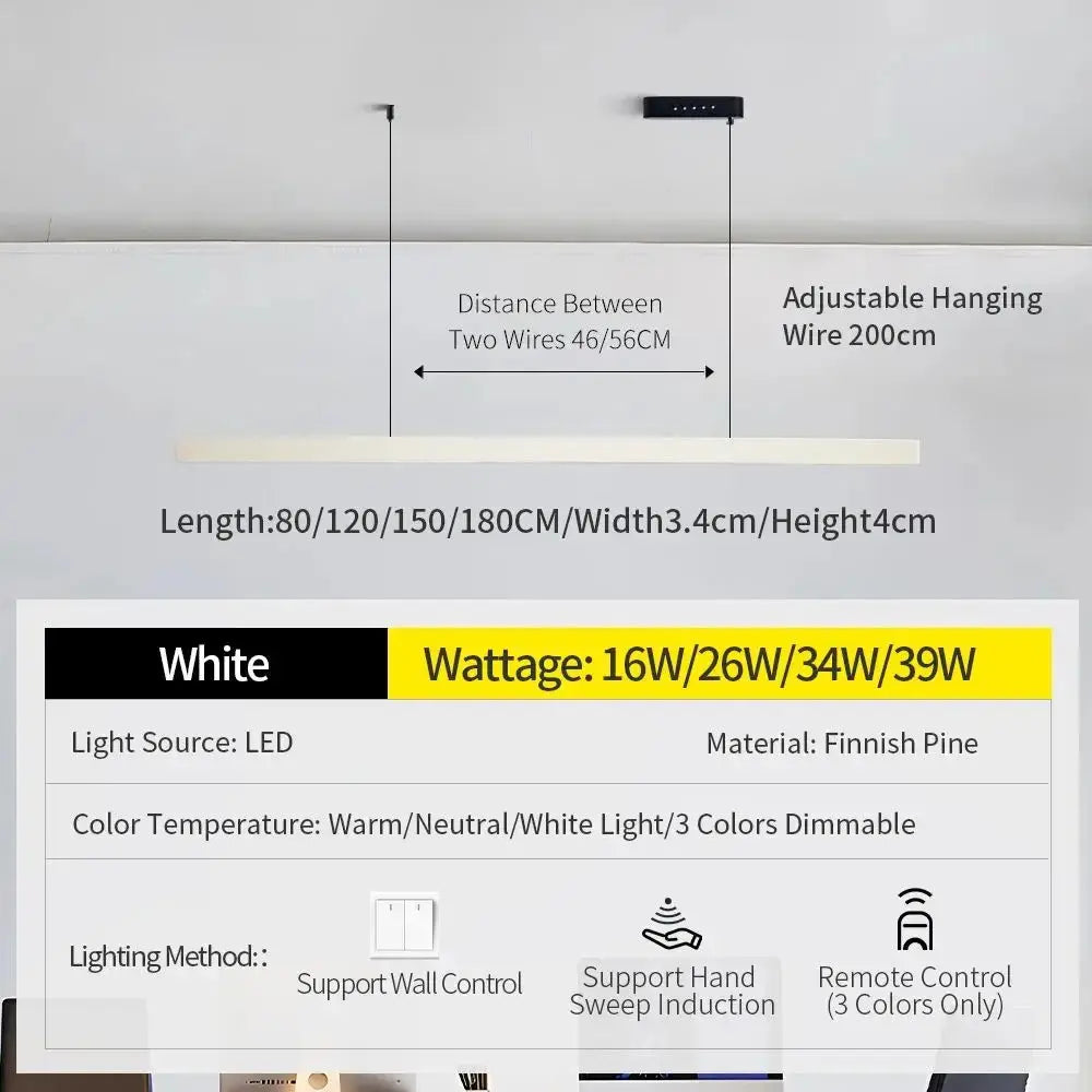 Einar – Dimmable Smart LED Pendant Light with Wooden Design and Sweep Sensor (Black & White Edition) Kozyled.com