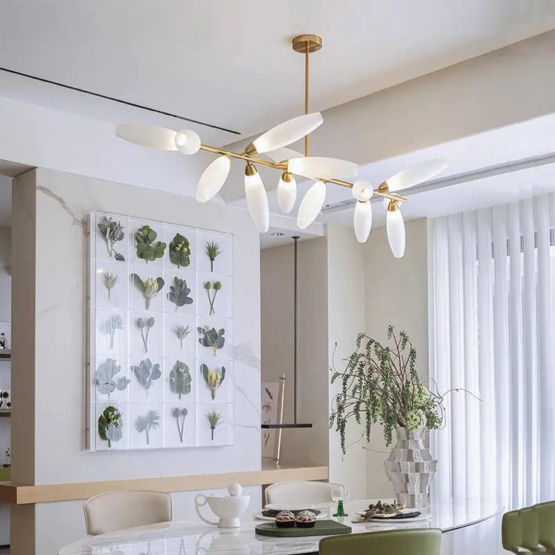 Malou – Scandinavian Rice Grain Glass Dining Table Dimmable LED Pendant Lamp Lampasa.com