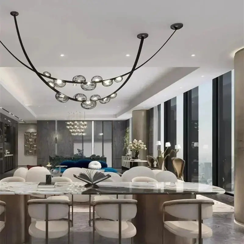 Krystof – Nordic Dimmable LED Pendant Light with Glass Shade and Leather Belt Suspension Kozyled.com