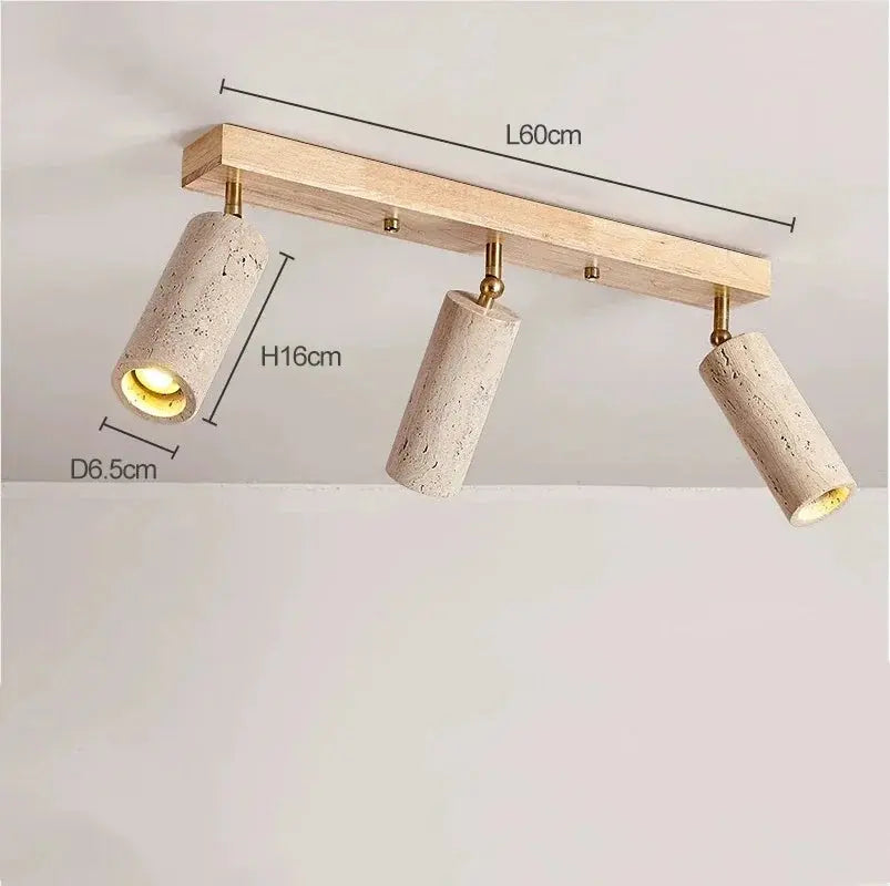 Japandi Travertine Triple Spot LED Ceiling Lamp – Nobu Lampasa.com