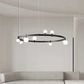 Gunnar – Round Frosted Glass LED Pendant Light with Black Finish for Dining Tables and Bars Kozyled.com