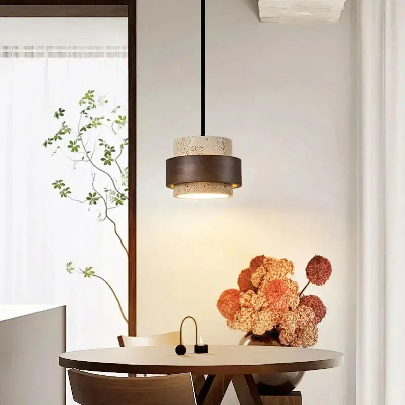 Josefin – Natural Stone & Wood LED Pendant Lamp Lampasa.com