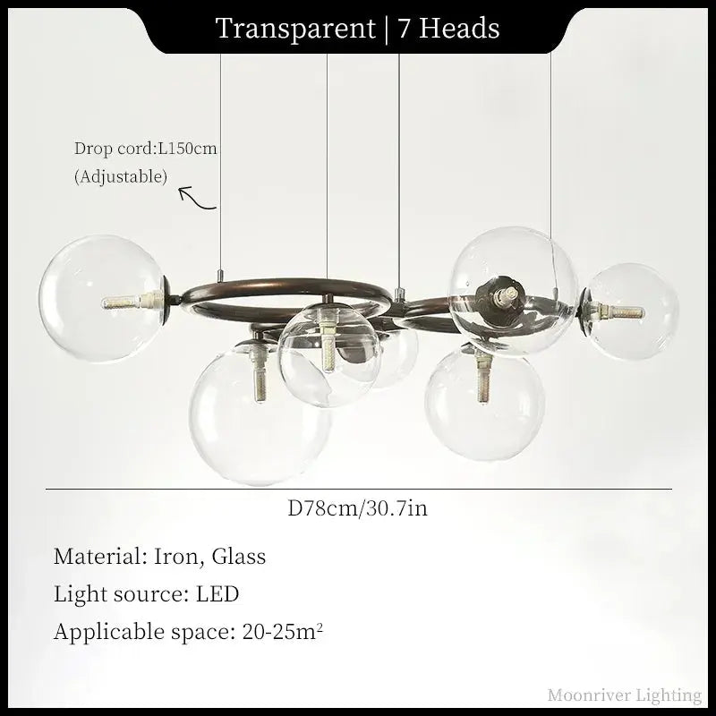 Leif – Modern Glass Ball LED Pendant Light for Dining Tables and Bars Kozyled.com