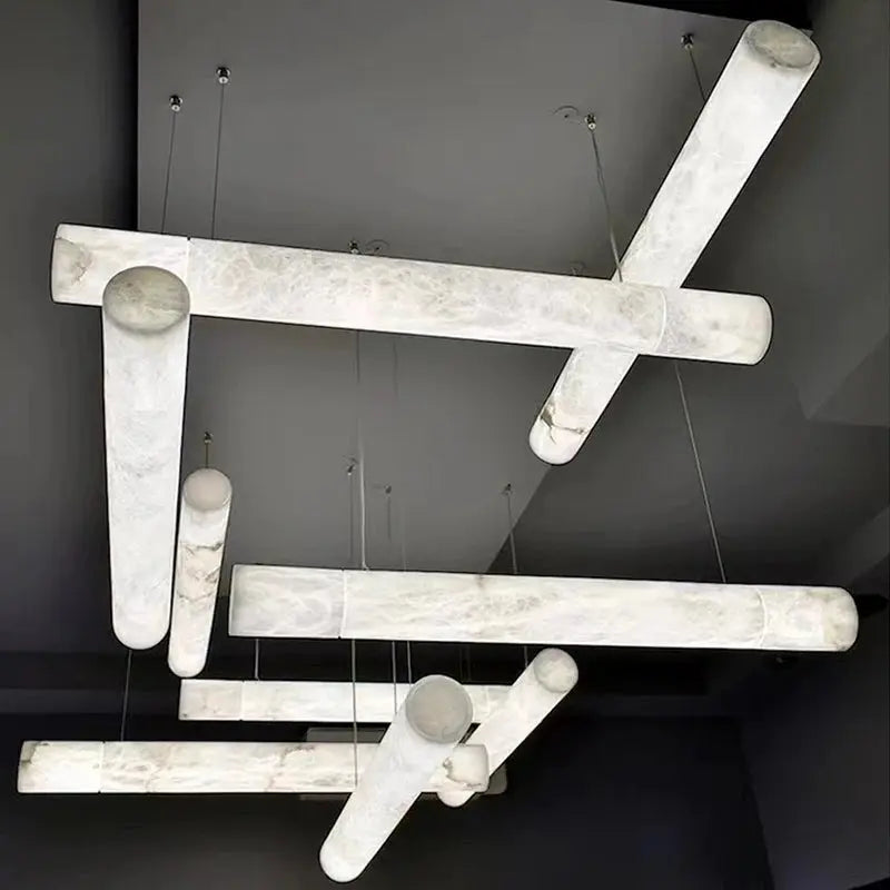 Hasteinn – Dimmable LED Pendant Light with Creative Marble Tube Design for Dining Tables and Bars Kozyled.com