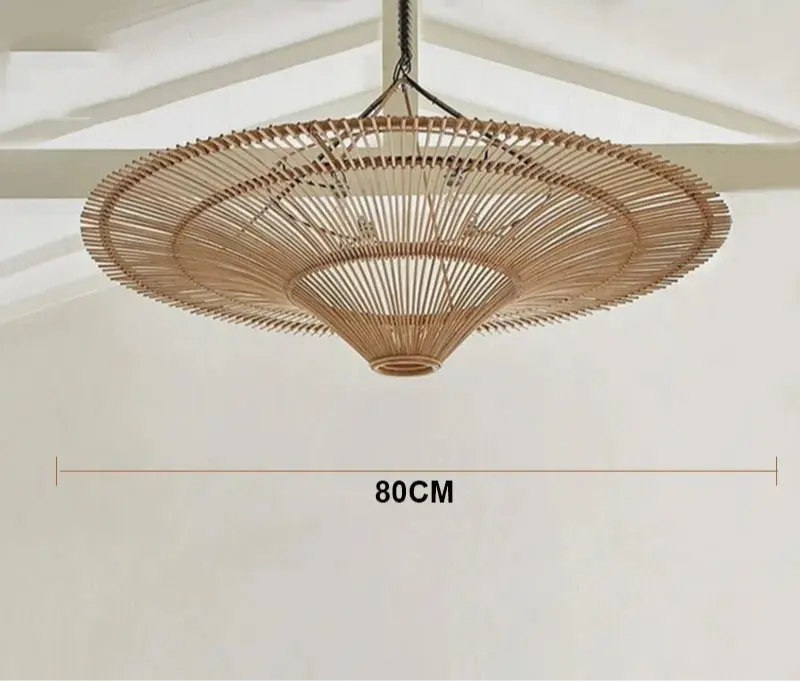 Mika – Handmade Round Japanese Rattan LED Pendant Light for Minimalist Interiors Kozyled