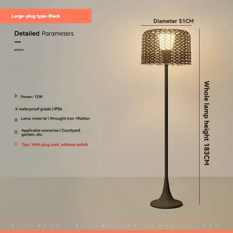 Jorunn – Waterproof IP54 Outdoor Solar LED Rattan Floor Lamp for Eco-Friendly Spaces Kozyled