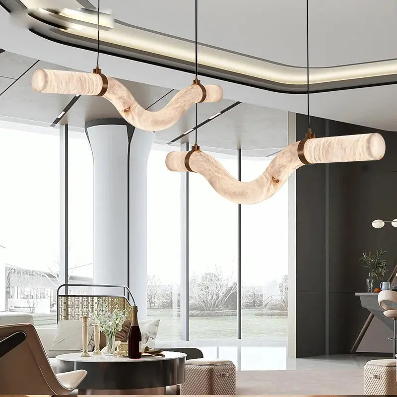 Hasteinn – Dimmable LED Pendant Light with Creative Marble Tube Design for Dining Tables and Bars Kozyled.com