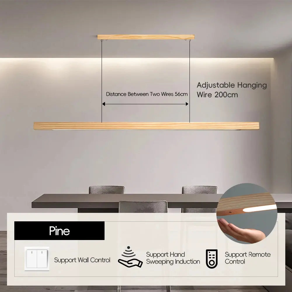 Einar (Walnut-Pine Edition) – Dimmable Wooden Sweep Sensor Smart LED Pendant Lamp for Modern Smart Homes Kozyled
