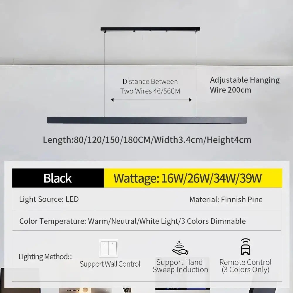 Einar – Dimmable Smart LED Pendant Light with Wooden Design and Sweep Sensor (Black & White Edition) Kozyled.com