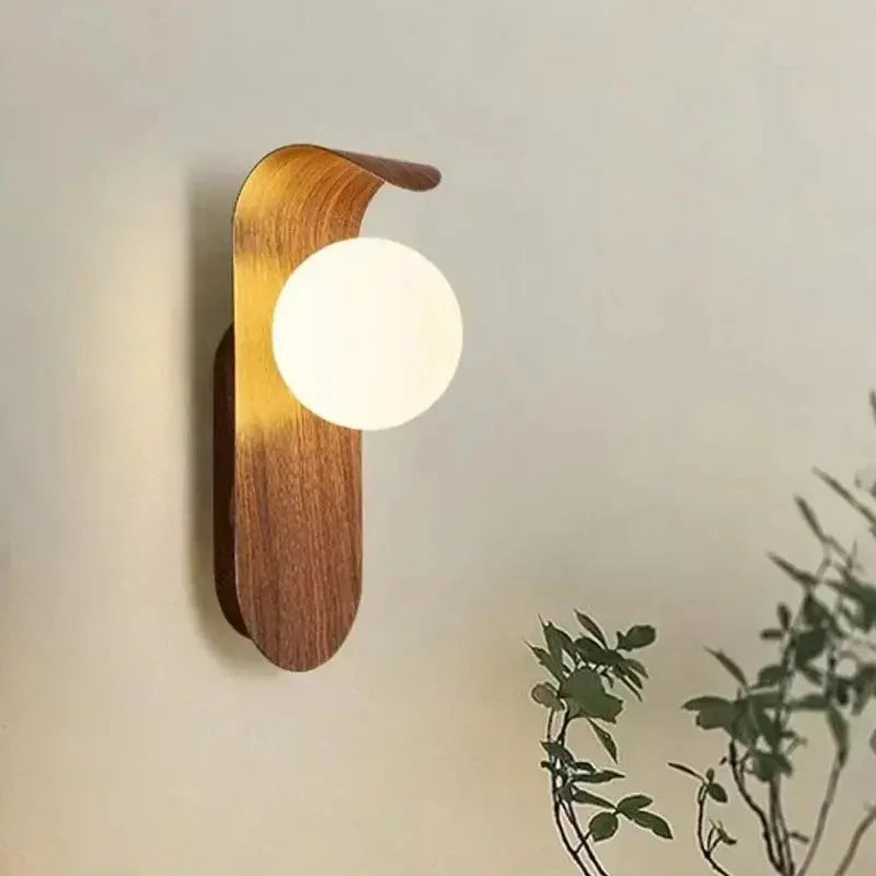 Japandi Wooden LED Wall Lamp with Acrylic Shade – Abel Lampasa.com