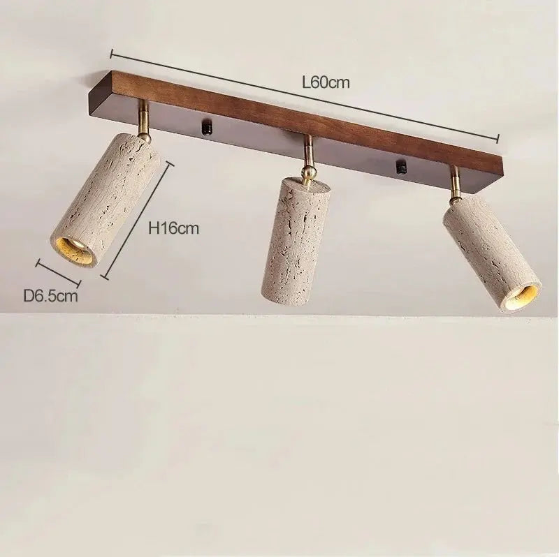 Japandi Travertine Triple Spot LED Ceiling Lamp – Nobu Lampasa.com