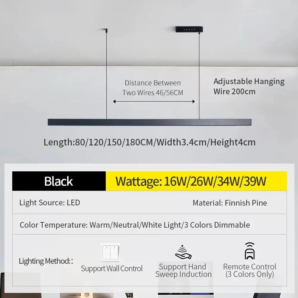 Einar – Dimmable Smart LED Pendant Light with Wooden Design and Sweep Sensor (Black & White Edition) Kozyled.com