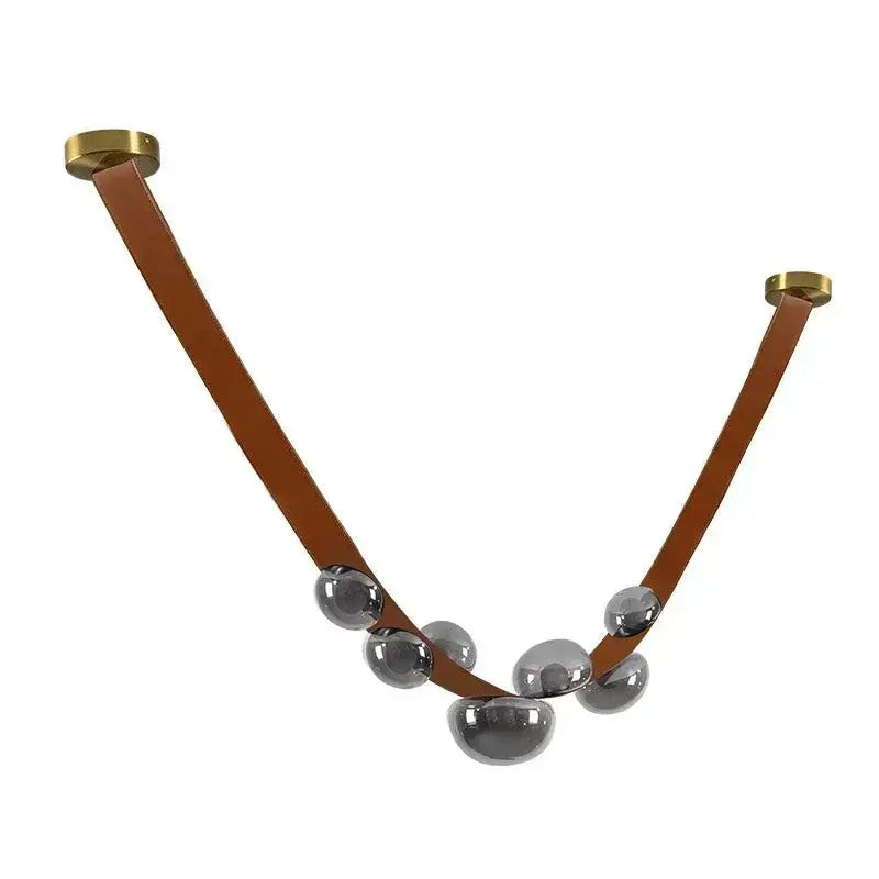 Krystof – Nordic Dimmable LED Pendant Light with Glass Shade and Leather Belt Suspension Kozyled.com