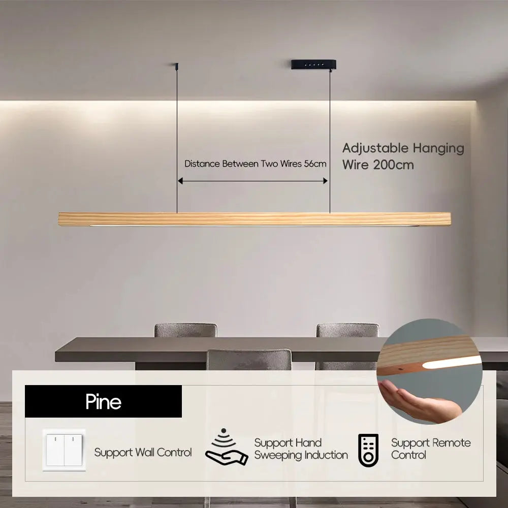 Einar (Walnut-Pine Edition) – Dimmable Wooden Sweep Sensor Smart LED Pendant Lamp for Modern Smart Homes Kozyled