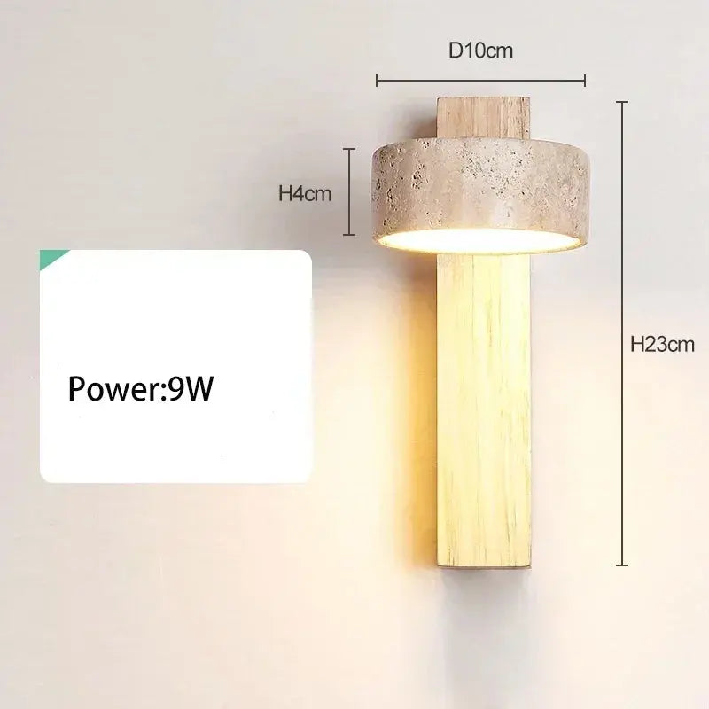 Japandi Travertine & Wood Rotatable Wall Lamp – Sorei lampasa.com