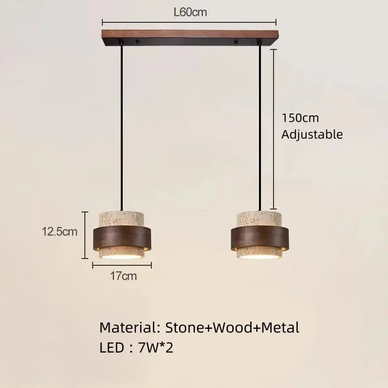 Josefin – Natural Stone & Wood LED Pendant Lamp Lampasa.com