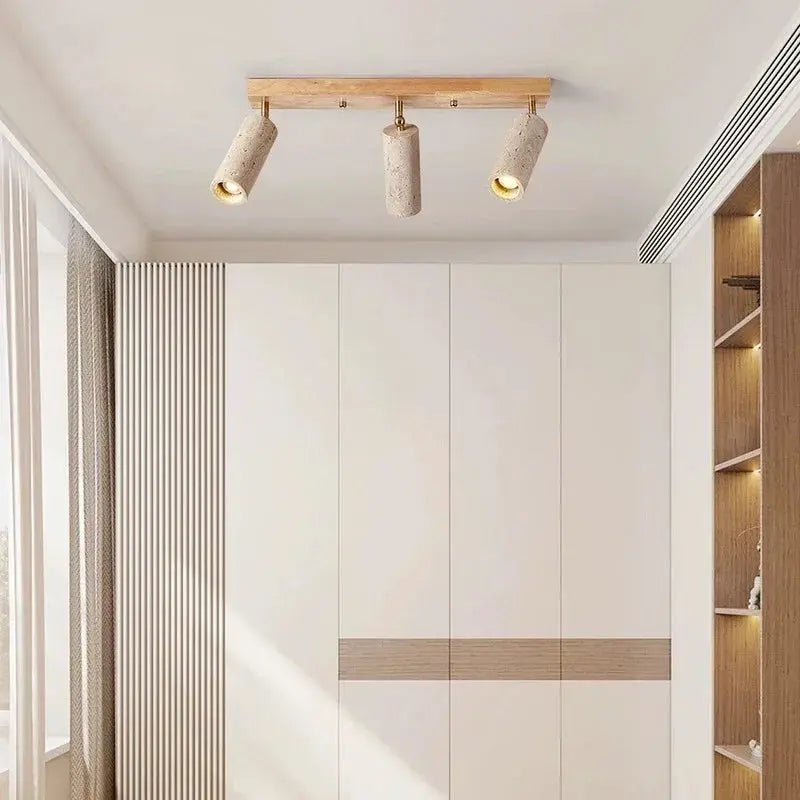 Japandi Travertine Triple Spot LED Ceiling Lamp – Nobu Lampasa.com