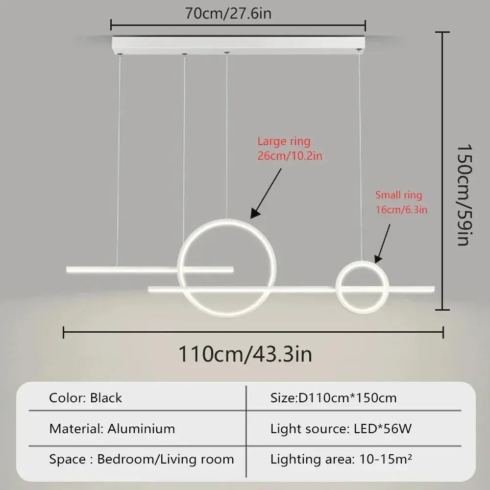 Vegard – Minimalist Double Ring Dining Table Dimmable LED Pendant Lamp Lampasa.com