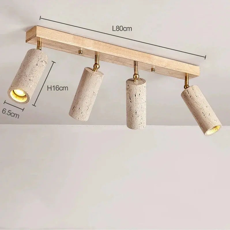 Japandi Travertine Triple Spot LED Ceiling Lamp – Nobu Lampasa.com