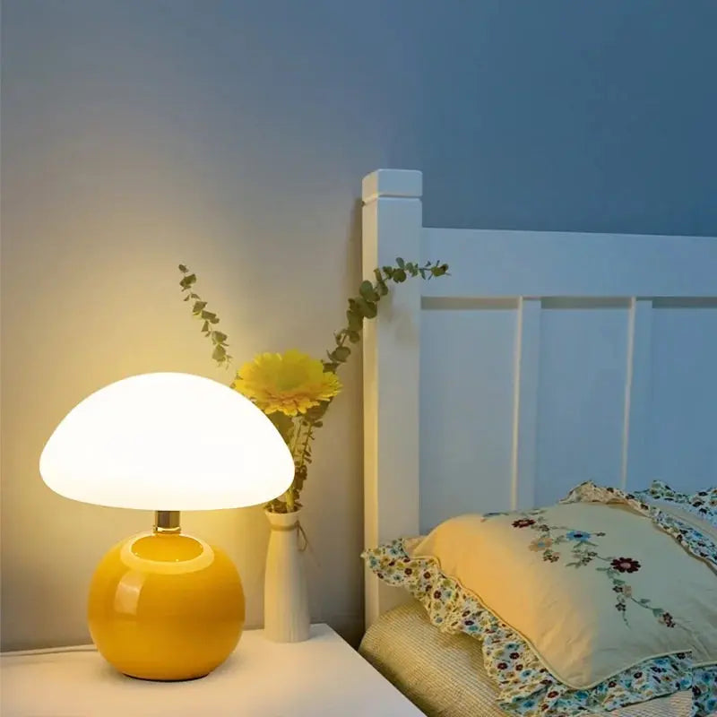 Tora – Small Ceramic LED Table Lamp in Modern Mushroom Design Lampasa.com