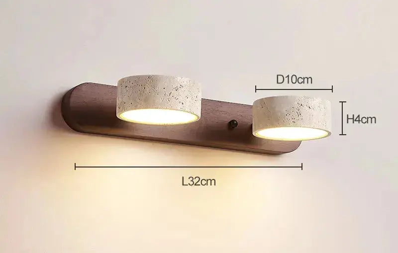 Japandi Travertine & Wood Rotatable Wall Lamp – Adelina lampasa.com