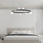 Gunnar – Round Frosted Glass LED Pendant Light with Black Finish for Dining Tables and Bars Kozyled.com