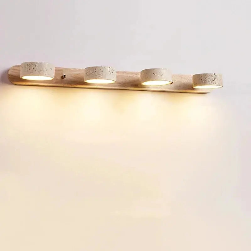 Japandi Travertine & Wood Rotatable Wall Lamp – Adelina lampasa.com