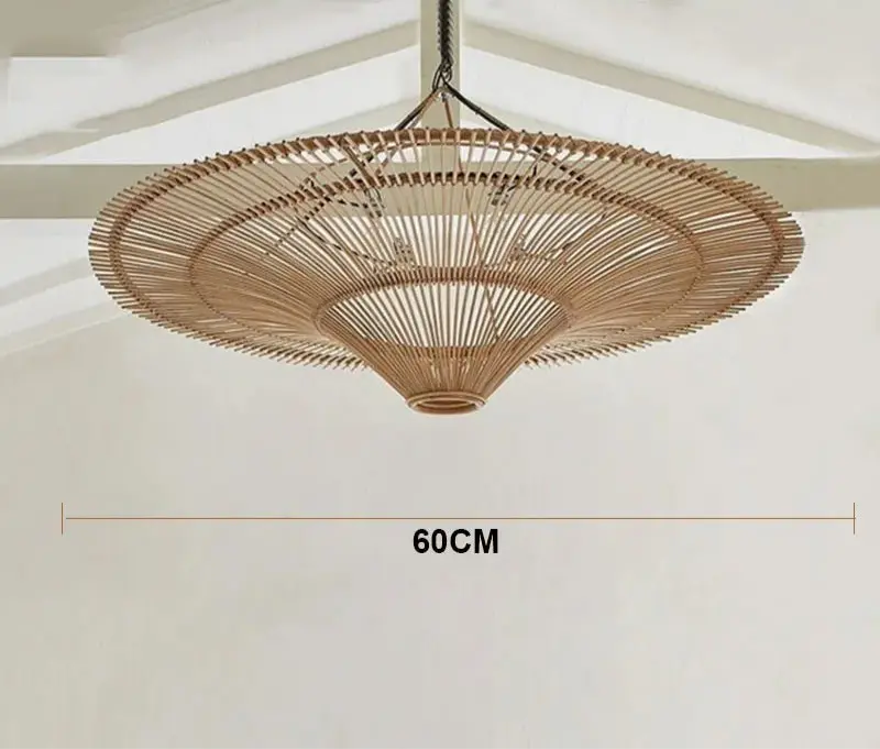 Mika – Handmade Round Japanese Rattan LED Pendant Light for Minimalist Interiors Kozyled