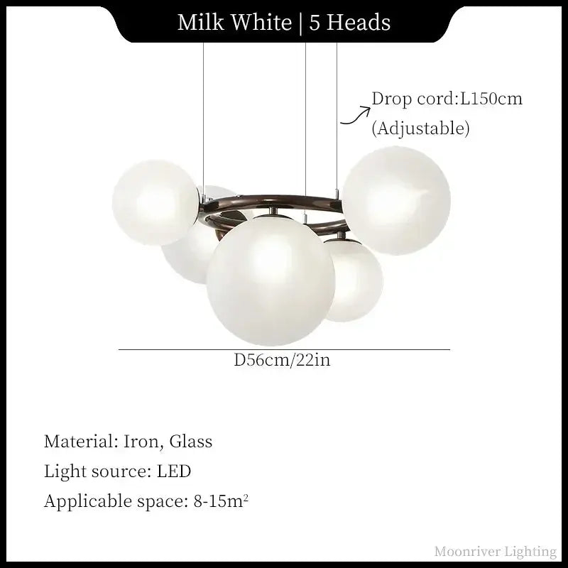 Leif – Modern Glass Ball LED Pendant Light for Dining Tables and Bars Kozyled.com