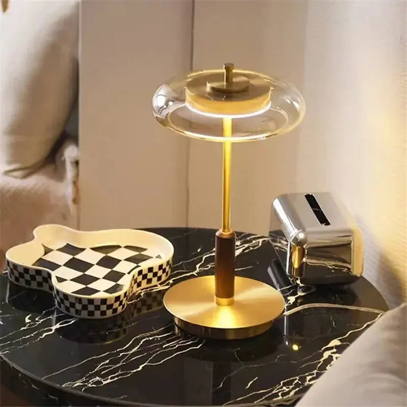 Valora – Elegant Gold Modern Glass LED Table Lamp Lampasa.com