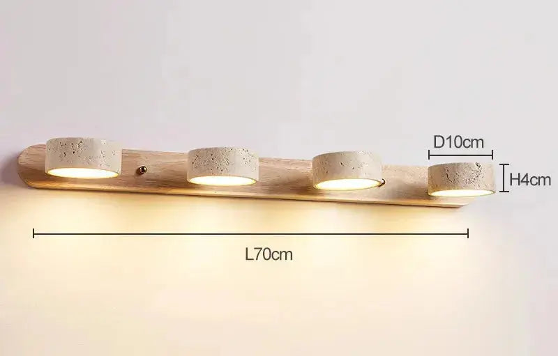 Japandi Travertine & Wood Rotatable Wall Lamp – Adelina lampasa.com