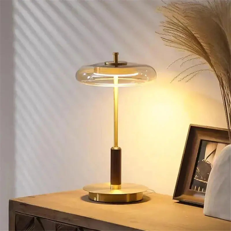 Valora – Elegant Gold Modern Glass LED Table Lamp Lampasa.com