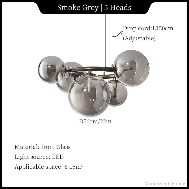 Leif – Modern Glass Ball LED Pendant Light for Dining Tables and Bars Kozyled.com