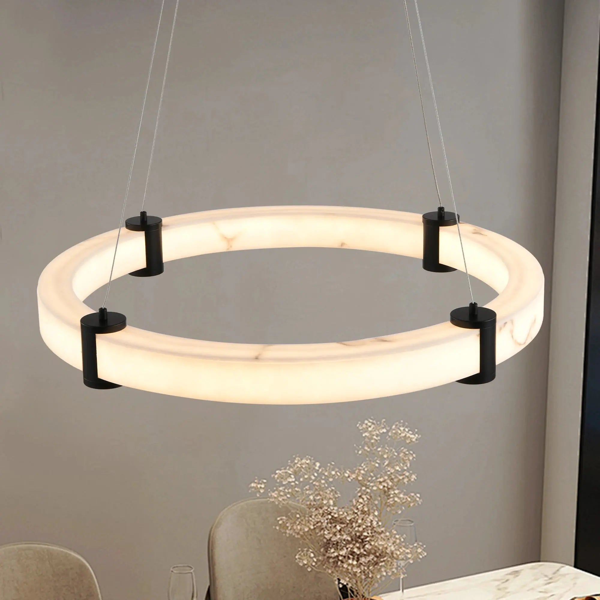 Hjalmar – LED Pendant Light with Elegant Marble Look Finish Lampasa.com