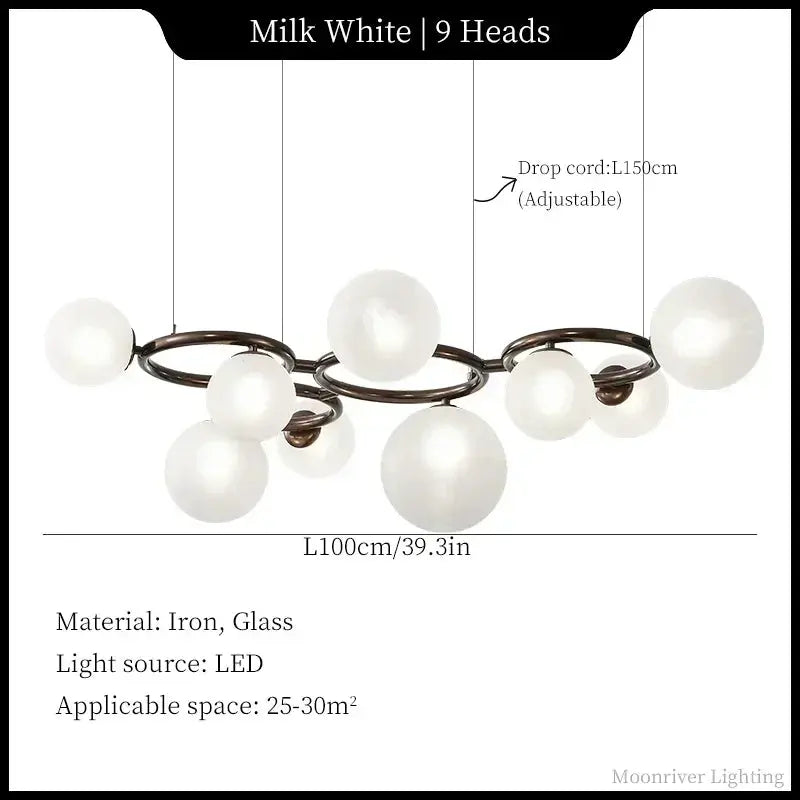 Leif – Modern Glass Ball LED Pendant Light for Dining Tables and Bars Kozyled.com