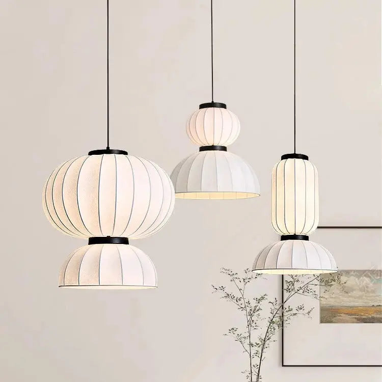 Japandi Silk Lantern LED Pendant Light – Yukari lampasa.com