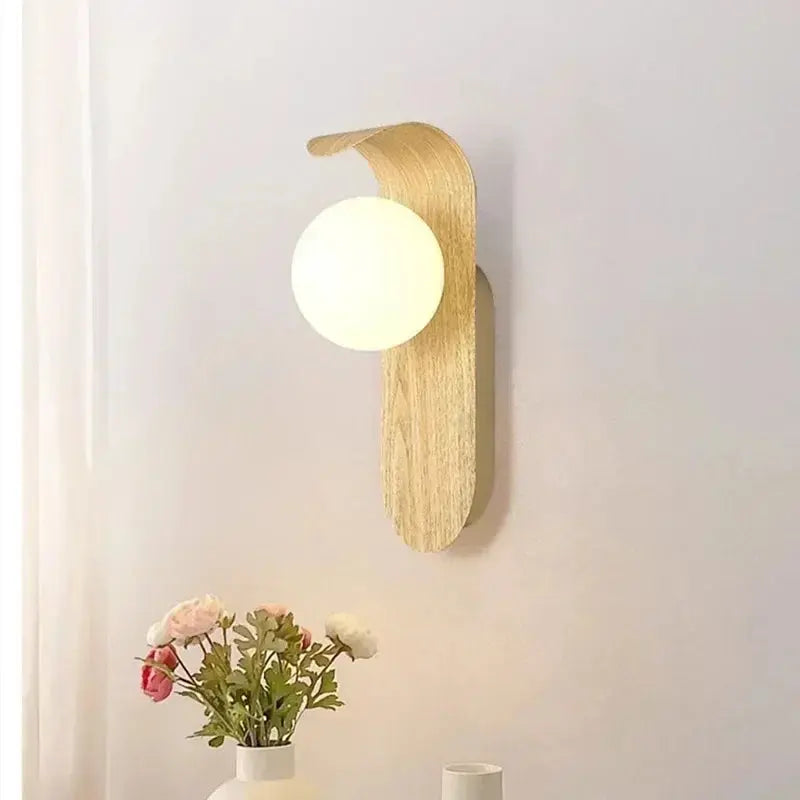 Japandi Wooden LED Wall Lamp with Acrylic Shade – Abel Lampasa.com