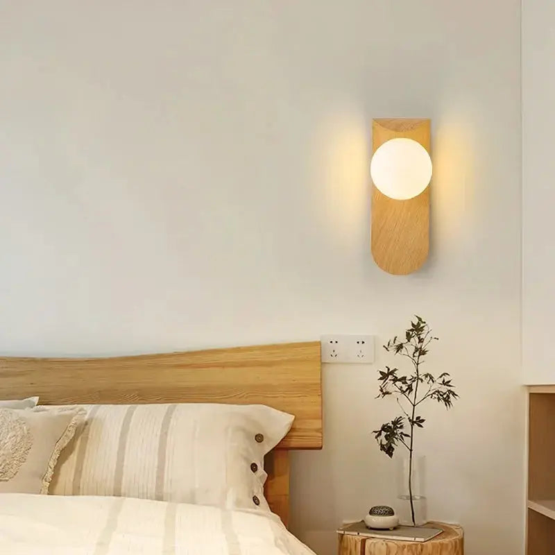 Japandi Wooden LED Wall Lamp with Acrylic Shade – Abel Lampasa.com
